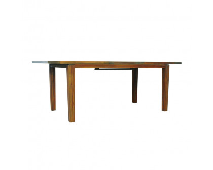 Lloyd Flanders - Teak 63-84" Butterfly Leaf Umbrella Dining Table