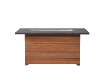 Lloyd Flanders - Teak 52" Rect. Fire Table with Faux Concrete Top