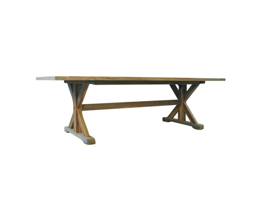 Lloyd Flanders - Teak 99" Rectangular Trestle Base Dining Table