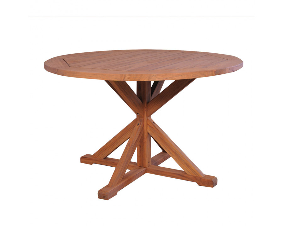 Lloyd Flanders - Teak 48" Round Cross Base Dining Table