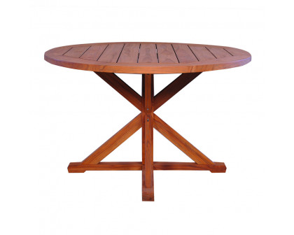 Lloyd Flanders - Teak 48" Round Cross Base Dining Table