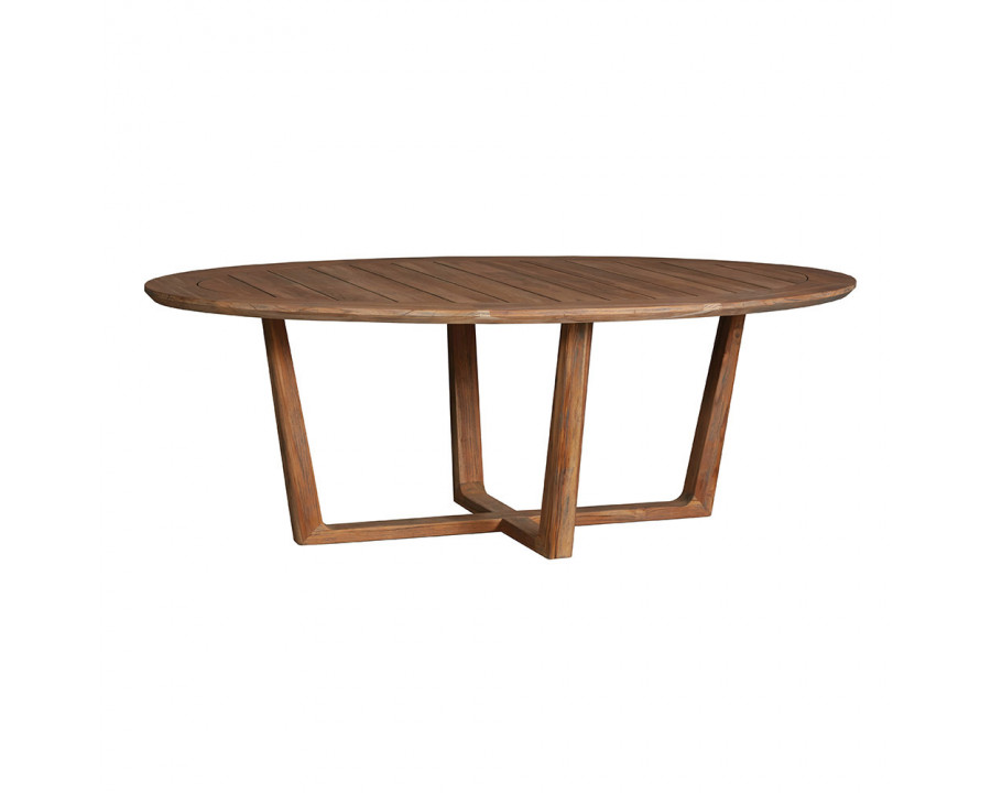 Lloyd Flanders - Teak 84" Oval Sled Base Dining Table