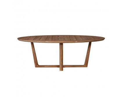 Lloyd Flanders - Teak 84" Oval Sled Base Dining Table