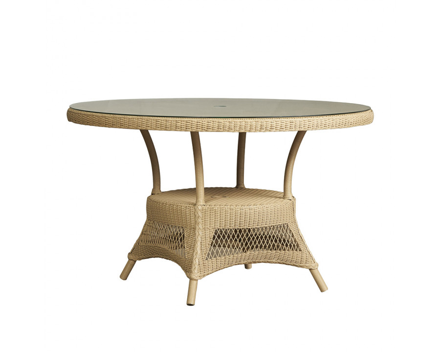 Lloyd Flanders™ Loom 49" Round Umbrella Dining Table - Linen