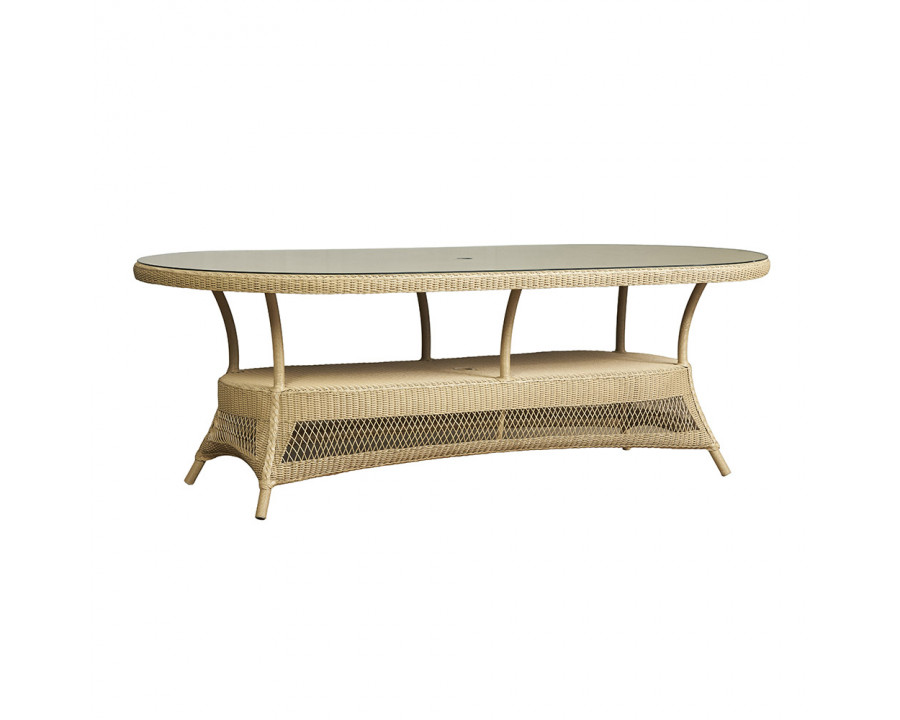 Lloyd Flanders™ Loom 85" Oval Umbrella Dining Table - White