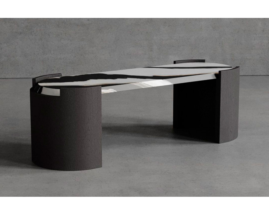 Madina Tsarikaeva Antiquite Low Table - Panda White, Walnut Black