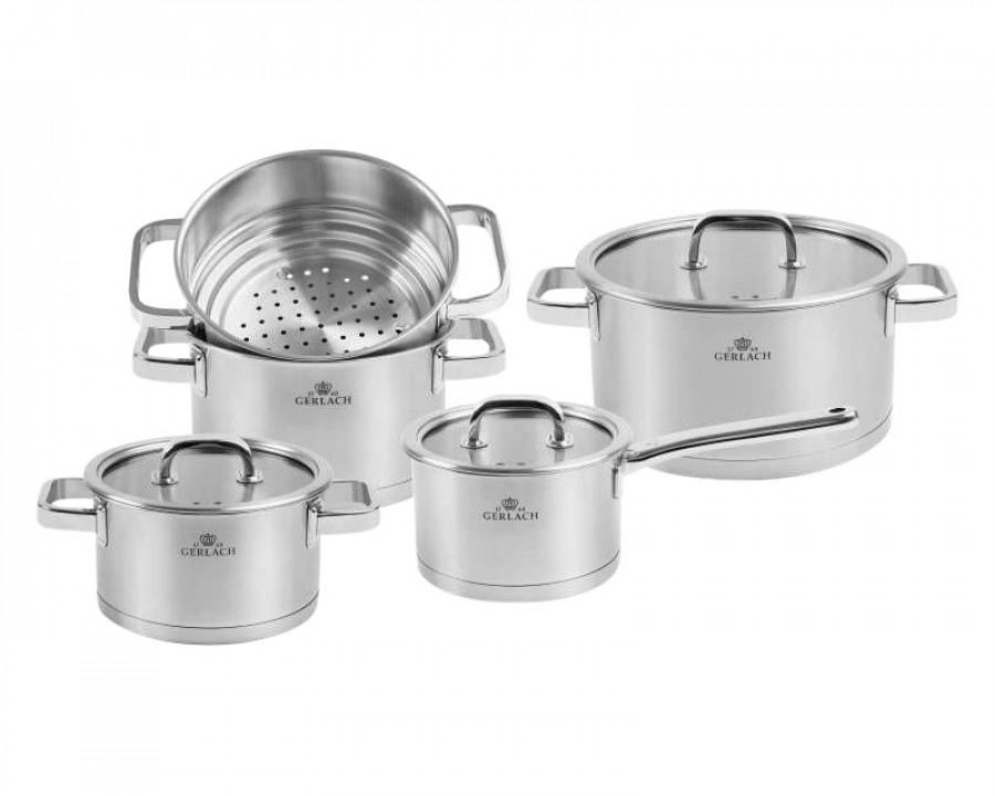 Maxima - Prestige Stainless Steel Pot Set with Lids 9 Pcs in Steel