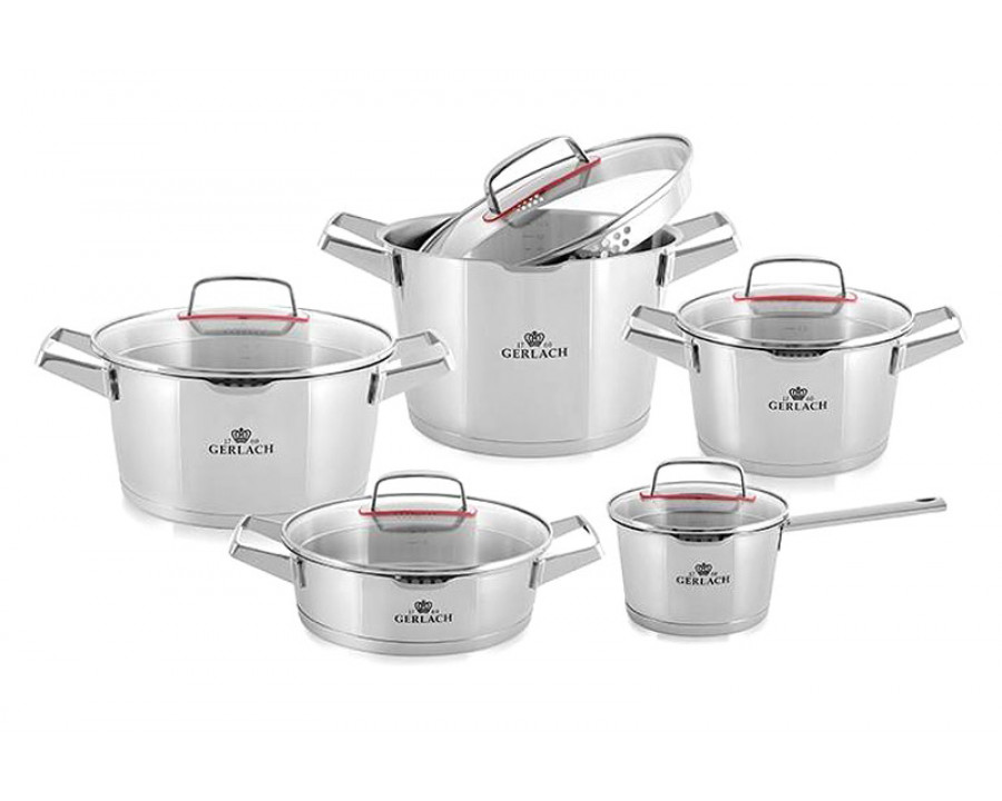 Maxima Superior Stainless Steel Pot Set with Lids 10 Pcs - Steel