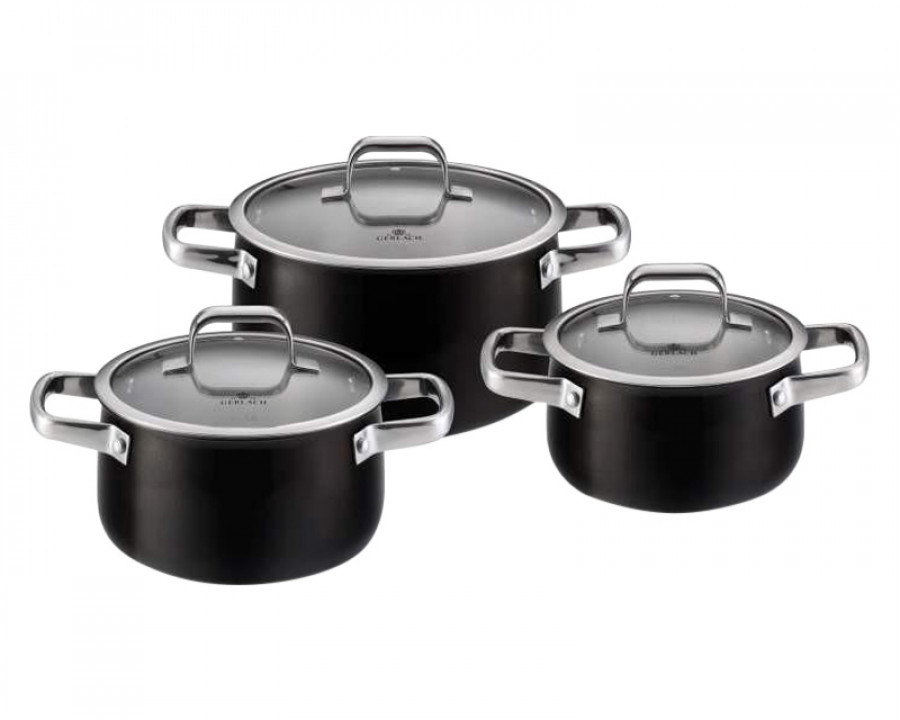 Maxima - Prime Stainless Steel Pot Set with Lids 6 Pcs in Black