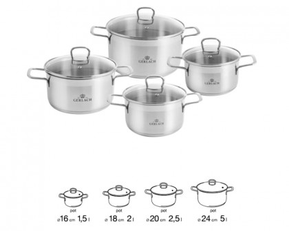 Maxima - Viva Stainless Steel Pot Set with Lids 8 Pcs in Steel