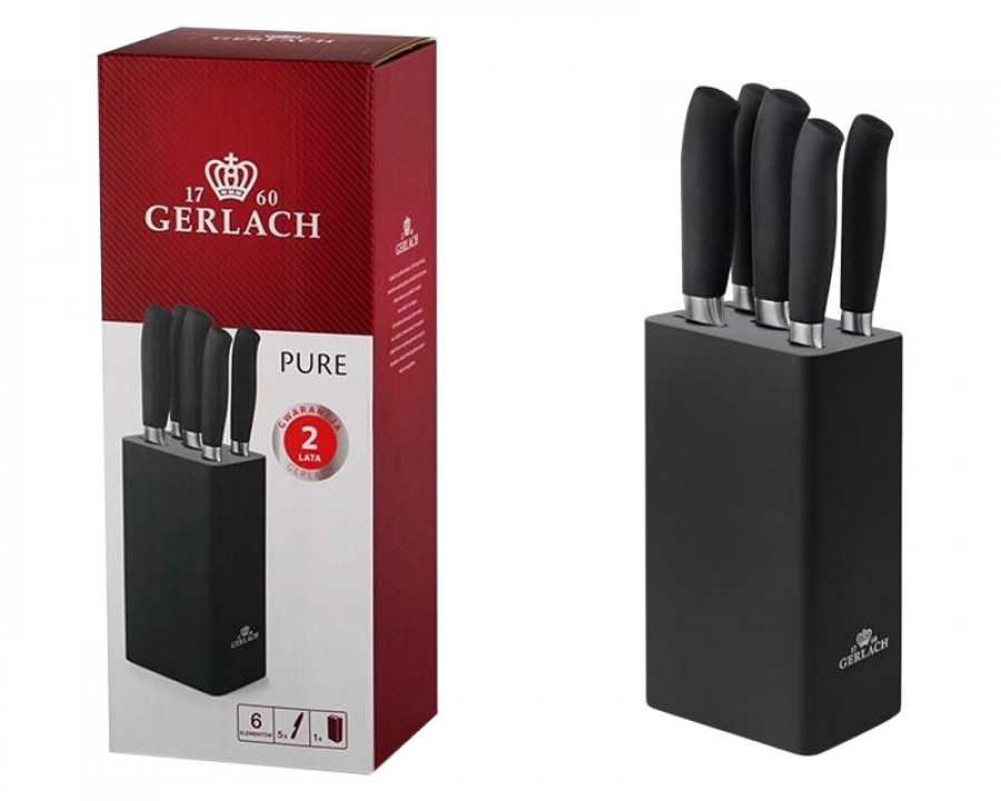 Maxima - Pure 6-Piece Knife Block Set in Black