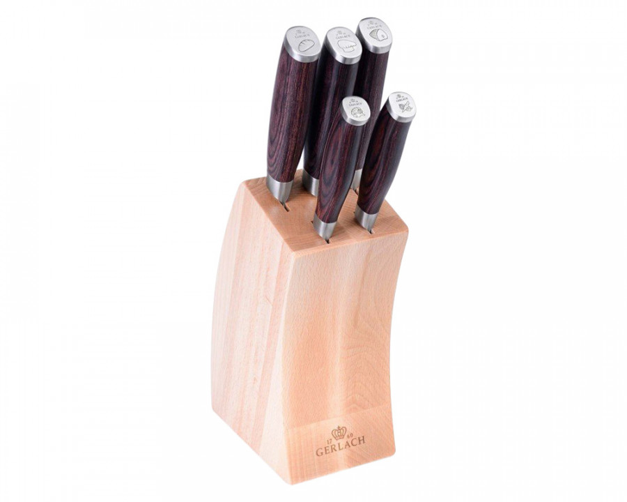 Maxima - Deco 6-Piece Knife Block Set in Wood