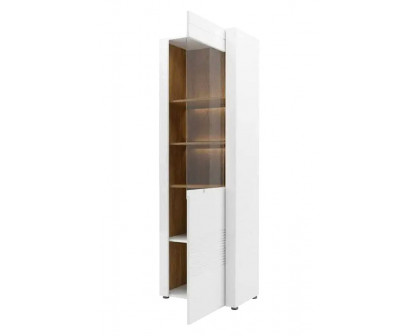 Maxima™ Belfort Display Cabinet - White/Walnut, Right Side