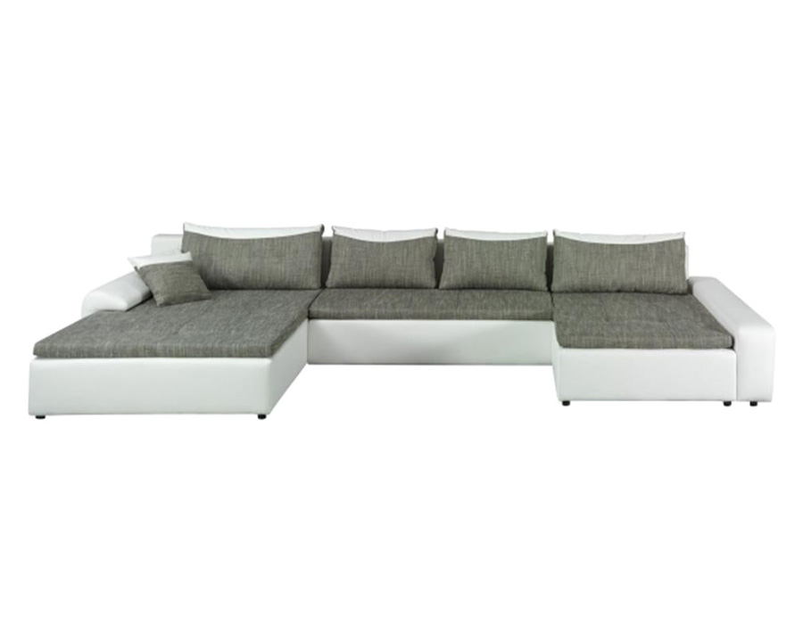 Maxima - London Maxi Sectional Sofa in Gray/White, Faux Leather