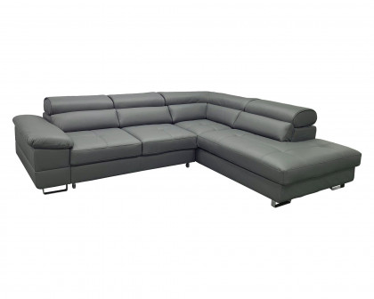 Maxima Costa Leather Sectional Sleeper Sofa - Gray, Right Corner