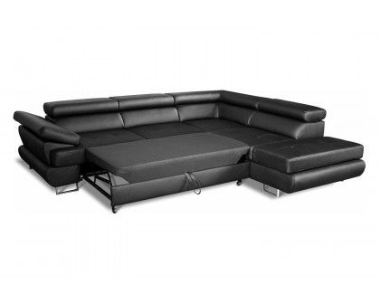 Maxima Luton Sectional Sleeper Sofa - Black, Right Corner