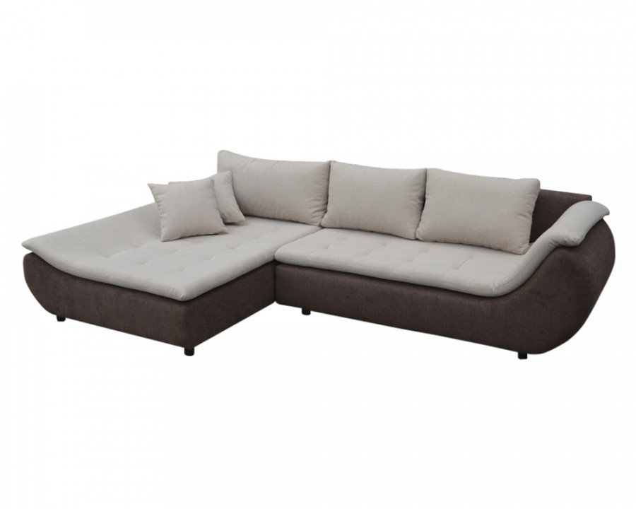 Maxima Prato Sectional Sleeper Sofa - Brown/Cream, Right Corner