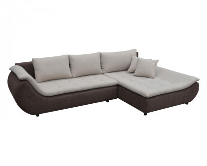 Maxima Prato Sectional Sleeper Sofa - Brown/Cream, Right Corner