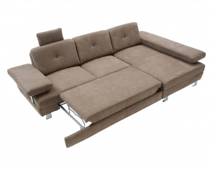 Maxima Garda Sectional Sleeper Sofa - Brown, Right Corner