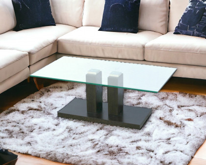 Maxima - Avanti Rectangular Glass Top Coffee table in Tempered Glass/Natural Beech