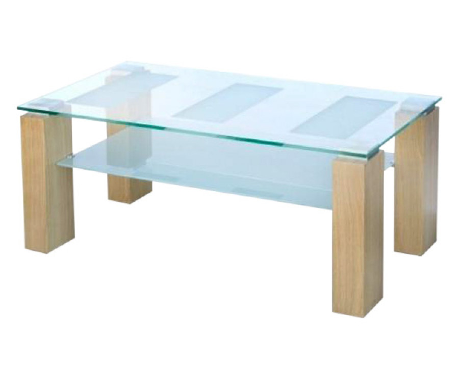 Maxima - Gabo Clear Glass Top Coffee Table in MDF/Oak Veneer