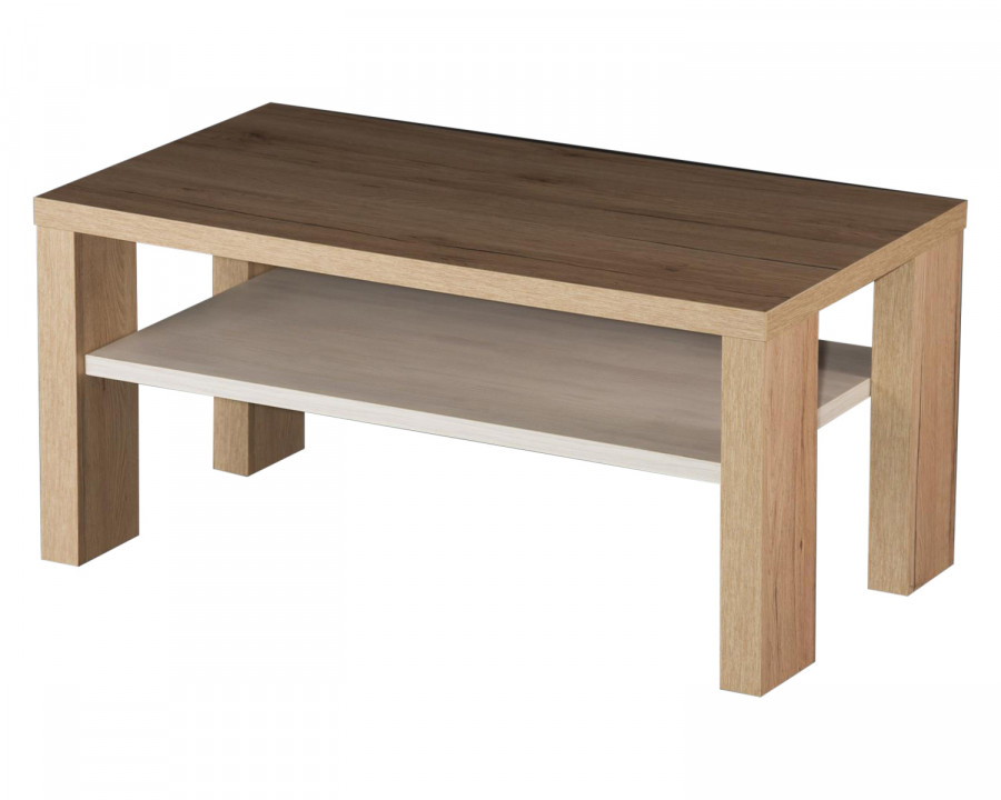 Maxima - Arnika Coffee Table with White Shelf in MDF and OAK Veneer