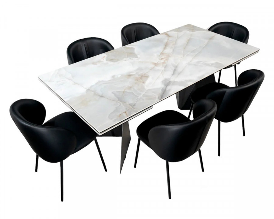 Maxima Alberto Dining Set - Black, Marble