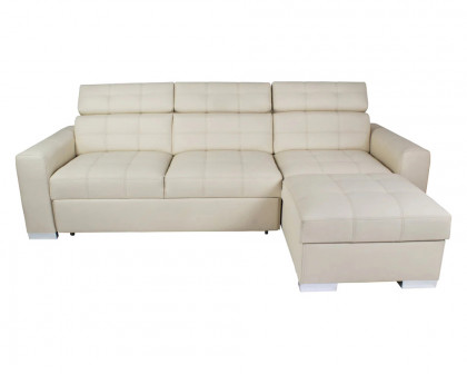 Maxima Irys Small Sleeper Sectional - White, Left Corner