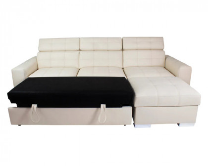 Maxima Irys Small Sleeper Sectional - White, Left Corner