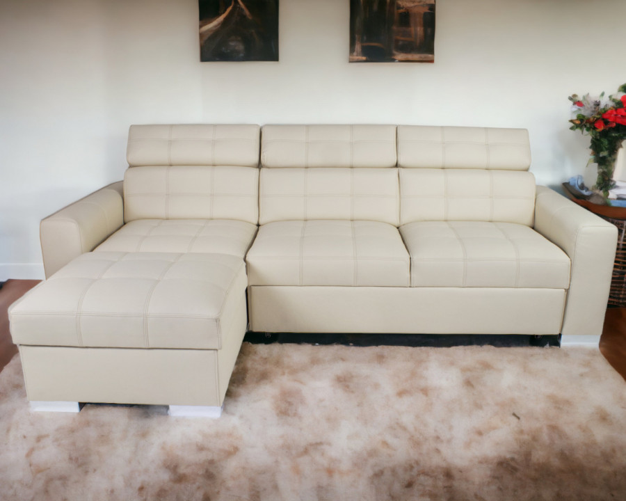 Maxima Irys Small Sleeper Sectional - White, Right Corner