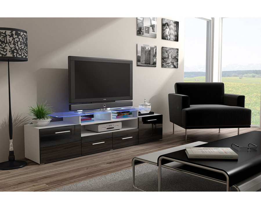 Maxima Evora Modern TV Stand For Up To 65" TV'S - White/Black