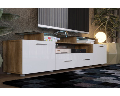 Maxima Evora Modern TV Stand For TV'S Up To 65" - White/Wood