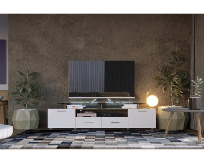 Maxima Evora Modern TV Stand For TV'S Up To 65" - White/Wood