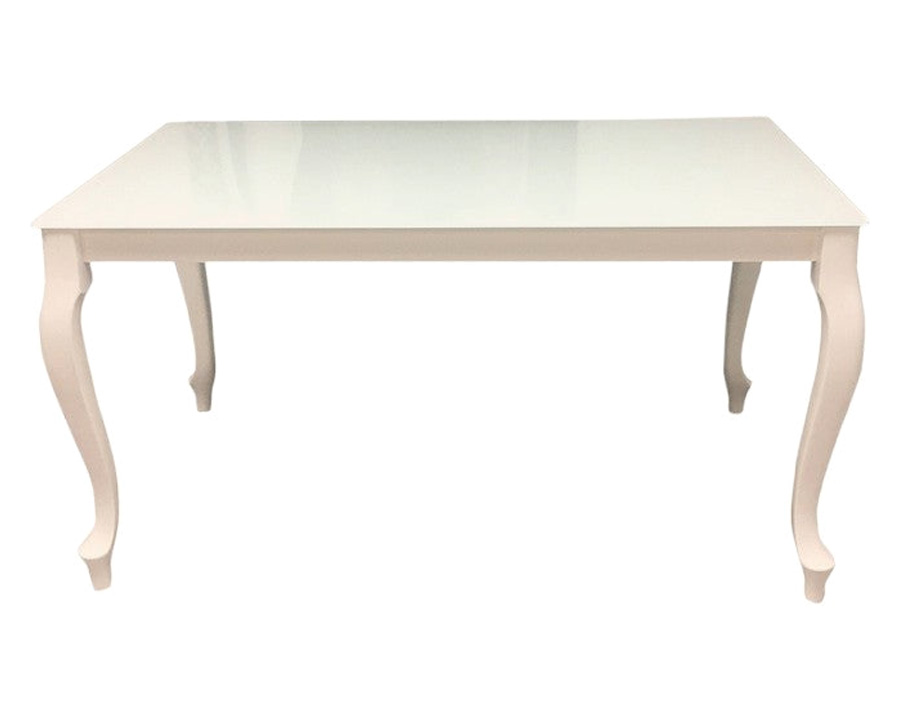 Maxima Retro Glass Top Dining Table - White