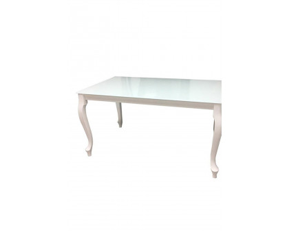 Maxima Retro Glass Top Dining Table - White