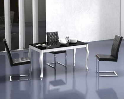 Maxima Retro Glass Top Dining Table - Black/White