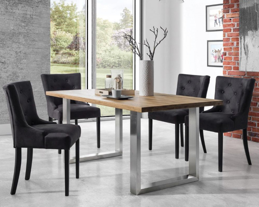 Maxima - Nereus Dining Table with Stainless Steel Legs in Wood