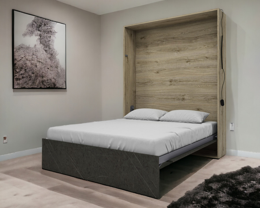 Maxima - Murphy Bed with Remote Control in Oak Count, Queen Size