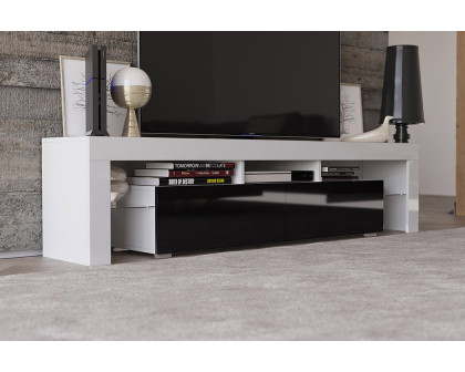 Maxima Reva 190 TV Stand - White/Black, 74.8"