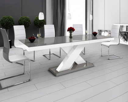 Maxima Xenon Dining Table with Extension - Gray/White