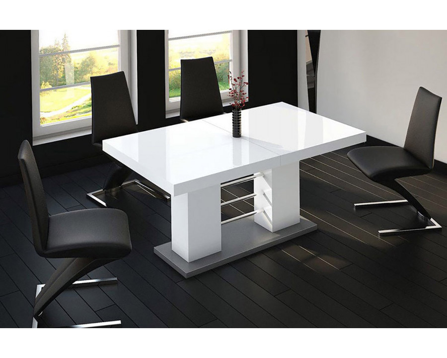 Maxima Linosa High Gloss Dining Table with Extension - White