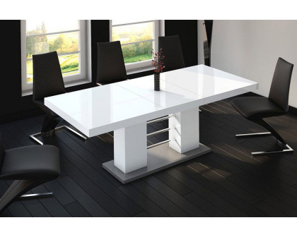 Maxima™ Linosa High Gloss Dining Table with Extension - White