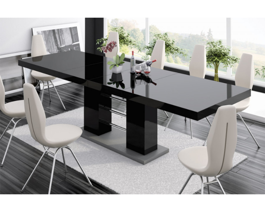 Maxima Linosa High Gloss Dining Table with Extension - Black