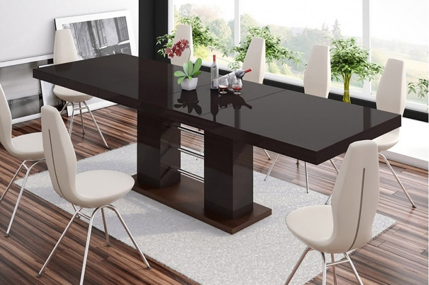 Maxima™ Linosa High Gloss Dining Table with Extension - Brown