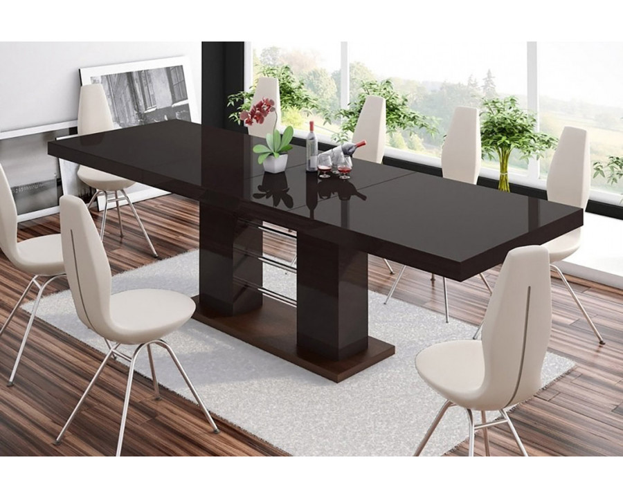 Maxima Linosa High Gloss Dining Table with Extension - Brown