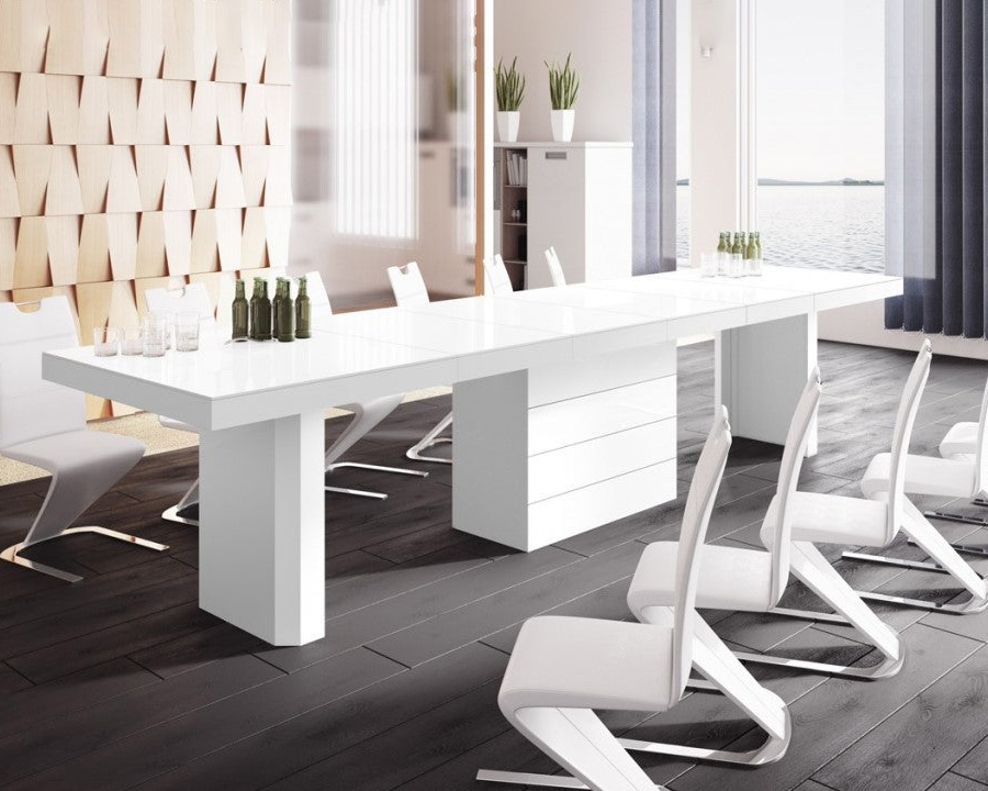 Maxima Kolos Dining Table with Extension - White/White