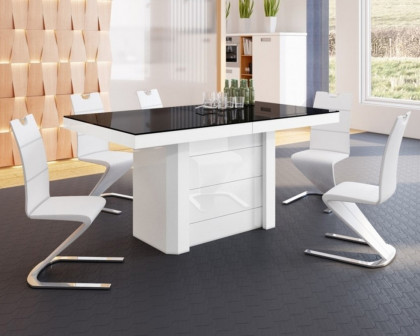 Maxima Kolos Dining Table with Extension - Black/White