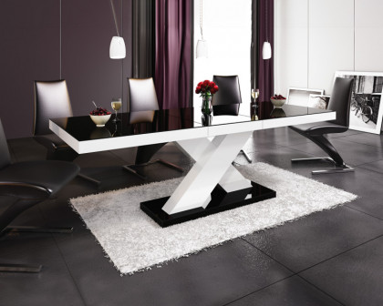 Maxima Xenon Dining Table with Extension - Black/White