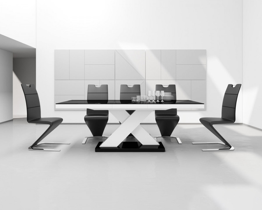 Maxima Xena Dining Set - Black/White/Black