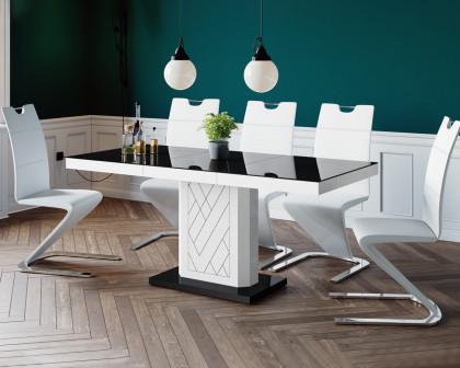 Maxima Iva Dining Set - Black/White/White